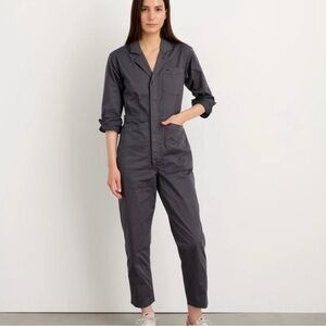 Alex Mill Standard Long Sleeve Stretch Cotton Twill Jumpsuit Medium Grey